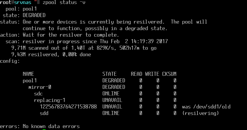 ZFS: espandere lo spazio del raid