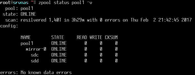 zpool status